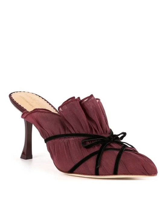 ANTONIO MELANI Shoes - Antonio Melani x Nicola Bathie Sophia Chiffon Velvet Bow Dress Mules Size 9